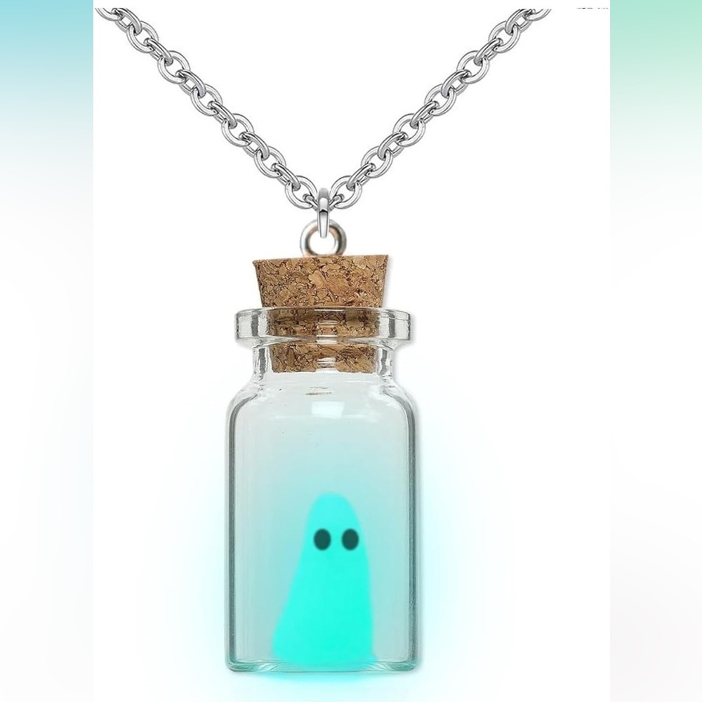 Ghost in a bottle glow necklace